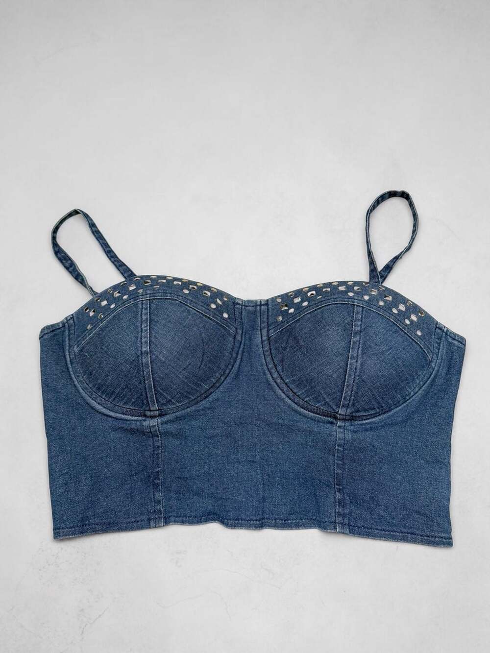 Urban Groove Studded Denim Bustier Corset Top Size M